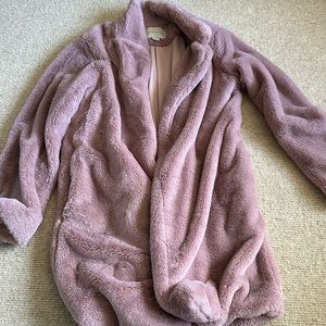 Beautiful soft paper crane cozy coat plum colored